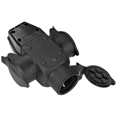 Afbeelding van Brennenstuhl 1082120 Schuko rubberkoppeling 3 voudig IP44, zwart