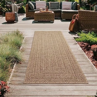 Afbeelding van Teppich Traum Modern en duurzaam outdoor tapijt met jute effect, perfect voor balkon, tuin terras, 80 x 250 cm