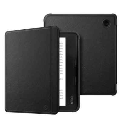 Afbeelding van Fintie Hoes voor Tolino Vision Color (2024) / Kobo Libra 7 inch eReader Superlicht Soft TPU Achterkant Cover Beschermhoes met Auto Sleep Waak en Magneetsluiting, Zwart