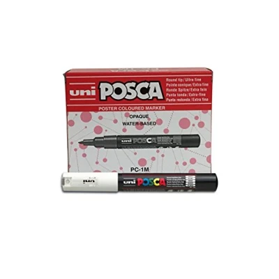 Afbeelding van uni ball Posca PC 1M extra fijne kogelpunt marker Line Width 0.7 mm Kleur: wit
