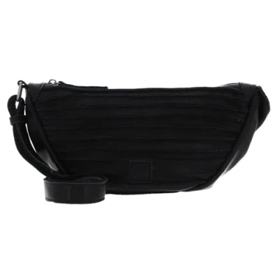 Afbeelding van FREDsBRUDER Leren Schoudertas Riffel Halfmoon Bag Black Zwart