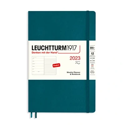 Afbeelding van LEUCHTTURM1917 365918 weekkalender &amp; notitieboek zachte kaft paperback (B6+) 2023, 12 maanden, pacific groen, Engels