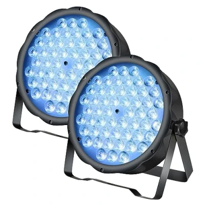 Afbeelding van BETOPPER DMX512 DJ verlichting, discoverlichting, podiumverlichting, 54 x 1,5 W par led, RGB, 3 in 1 spraakbesturing, geschikt voor feestjes, bruiloften, club en bar (2 stuks)