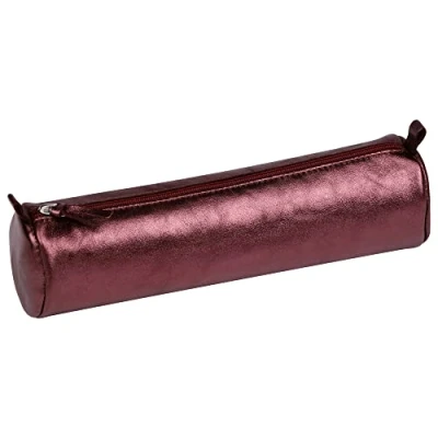 Afbeelding van Clairefontaine 8689C Pennenetui (met parelmoereffect rond, 5,5 x 22 cm, praktisch en robuust, van leer), 1 stuk, kersenrood