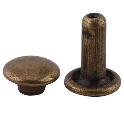 Afbeelding van 100 Sets Klinknagels voor Leer, Dubbele Dop Doe Het Zelf Leathercraft Vervangende Decoratie, 6 x 8 mm Lederen (Brons)