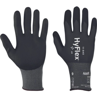 Afbeelding van Handschoen Hyflex 11 840 Grijs zwart Maat 10 Nitril per 12