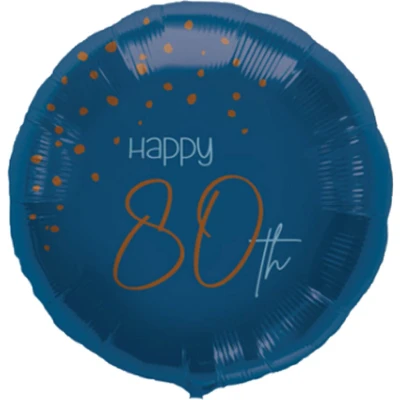 Afbeelding van Folat Folieballon 80 Jaar Elegant True Blue 45cm