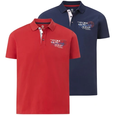 Afbeelding van Jan Vanderstorm Doppelpack Dagfinn Poloshirt, Heren, Maat: Large, Rot dunkelblau