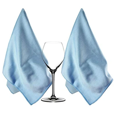 Afbeelding van HIDMD Glazen Poetsdoek Dubbelzijdige Pluisvrije Microvezel Schoonmaakdoeken voor het Polijsten van Wijnglas, Ramen en Spiegels Streeploze Keukentheedoeken 2 stuks40 x 60 cm Blauw