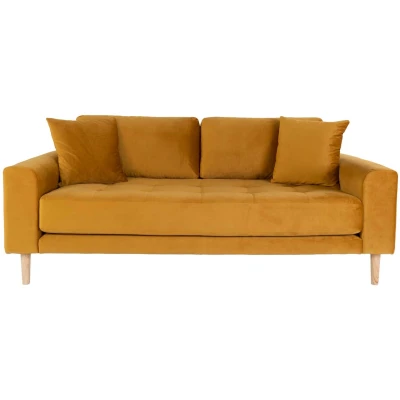 Afbeelding van Lido bank 2,5 pers. velours incl. 2 sierkussens, mosterdgeel.