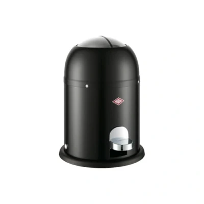 Afbeelding van Wesco Mini Master cosmetica emmer in de kleur matzwart, gepoedercoat plaatstaal, 6 liter volume, kunststof inzetstuk, voettrede