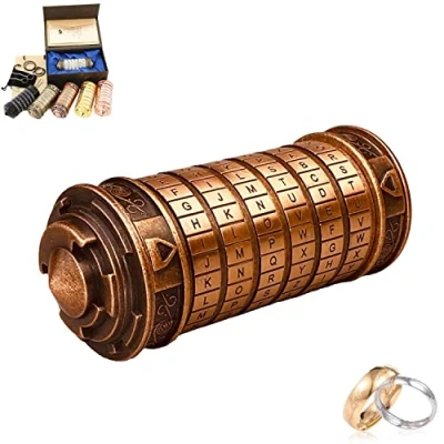 Afbeelding van Da Vinci Mini Cryptex geschenkcode, cadeau voor haar, Lock Box Puzzel Original Kerstcadeaus 2022, hem gepersonaliseerd vrienden, paar, papa, mama, oma, vriendin, paar