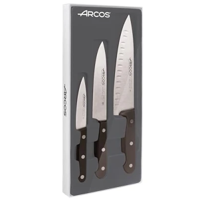 Afbeelding van Arcos 807410 Serie Universal keukenmessen set 3 stuks (3 koksmessen) , lemmet nitrum roestvrij staal handgreep polyoxymethyleen (POM) kleur zwart