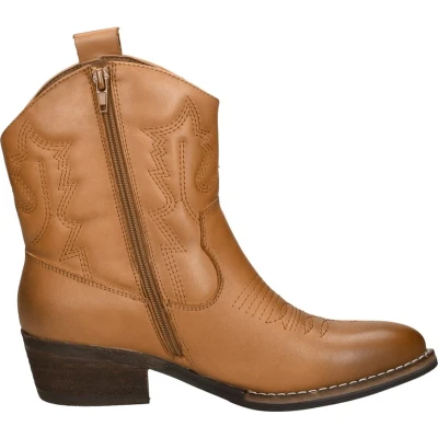 Afbeelding van SUB55 Western Cowboy/Bikerlaarsjes, Dames, Maat: 41, Cognac Leer