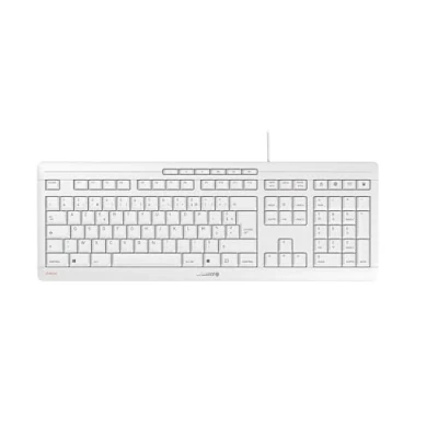Afbeelding van CHERRY STREAM KEYBOARD, Franse indeling, AZERTY toetsenbord, bedraad Blue Angel, GS goedkeuring, SX schaarmechanisme, fluisterstille toetsaanslag, wit grijs