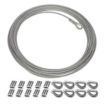 Afbeelding van BuxiuGK 1 Roll Kabel Touw 2mm x 10m, Heavy duty 304 RVS Opknoping Draad met 10 Aluminium Krimpkous Mouwen en 8 Vingerhoedjes voor Leuning Decking, Zilver