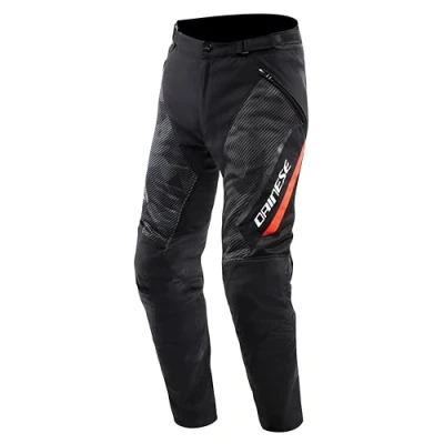Afbeelding van Dainese Drake 2 Super Air Tex broek, mesh motorbroek, geventileerd en licht, met afneembare beschermers, zwart/antraciet/rood fluo, maat 46