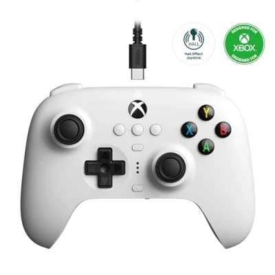 Afbeelding van 8Bitdo Ultimate Wired Controller for Xbox, Hall Effect Joystick Update, Compatible with Xbox Series XS, One, Windows 10 &amp; 11 Officially Licensed (White)