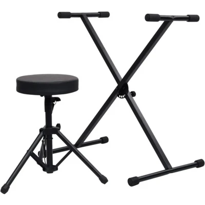 Afbeelding van vidaXL Keyboardstandaard en kruk zwart