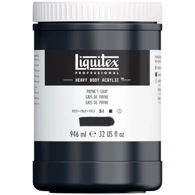 Afbeelding van Liquitex 4413310 Professional Heavy Body Acrylfarbe in Künstlerqualität mit ausgezeichneter Lichtechtheit buttriger Konsistenz, 946ml Topf Paynes Grau