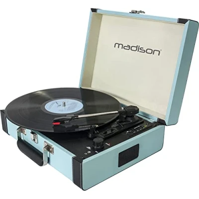 Afbeelding van Madison MAD RETROCASE BLU Vintage draaitafelkoffer met bluetooth usb sd &amp; rec functie