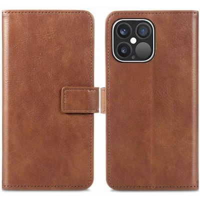 Afbeelding van Apple iPhone 13 Pro Hoesje Kunstleder iMoshion Bookcase Bruin Telefoonhoesje