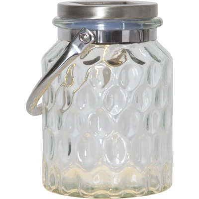 Afbeelding van Star Trading Solar lantaarn Pireus, LED, buiten, glas, lantaarn, schemersensor, warm wit, 16 cm