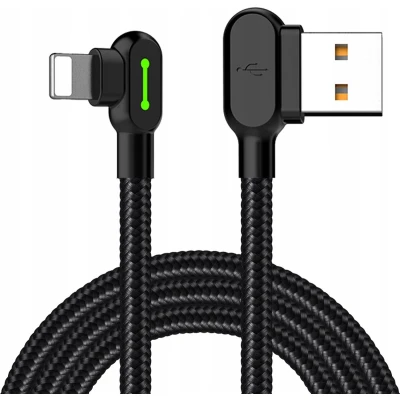 Afbeelding van Mcdodo CA 4671 90 graden Lightning USB kabel met Led, 1,2 m, Zwart