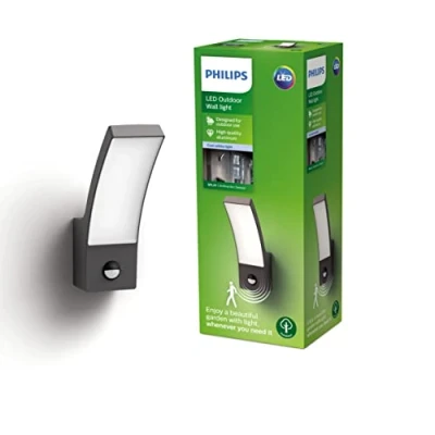 Afbeelding van Philips Outdoor Led Wandlamp Splay Incl. Sensor 12W Antraciet Koel Wit Licht 4.000K IP44 Weerbestendig Geïntegreerde Lamp