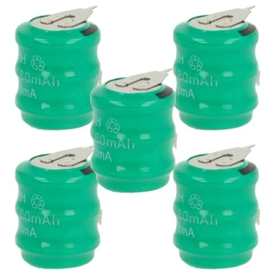 Afbeelding van vhbw 5 x NiMH reserve knoopcelaccu type 3/V80H 2 pins, 80 mAh, 3,6 V, compatibel met modelbouwaccu&#039;s, solarlampen enz.