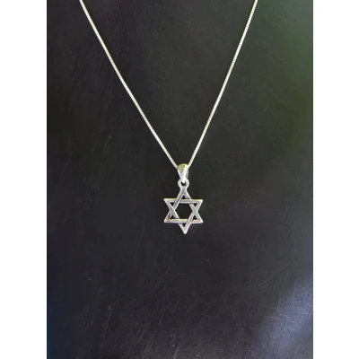 Afbeelding van Ketting met hanger davidster zilverkleur