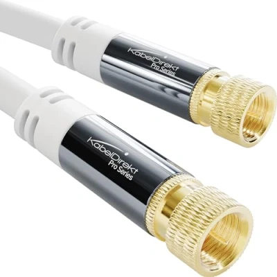 Afbeelding van KabelDirekt Sat Kabel, Antennekabel, Coaxkabel 5m 4K TV Kabel met metalen F connector Verkrijgbaar in 0,5 30m (voor radio/TV, DVB T, C, S/DVB S2, internet, wit)