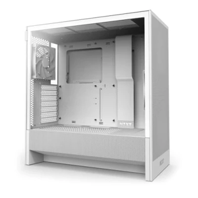 Afbeelding van NZXT H5 Flow Compact ATX Mid Tower PC Gaming Case Hoge Luchtstroom 2 x 120mm Ventilatoren Inbegrepen 360mm Voorkant &amp; 240mm Bovenkant Radiator Ondersteuning Gehard Glas Wit