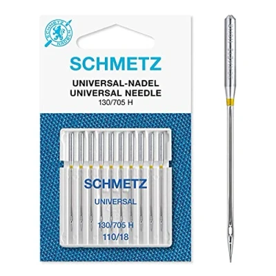 Afbeelding van SCHMETZ Naaimachinenaalden 10 universele naalden naalddikte 110/18 130/705 H op elke gangbare naaimachine te gebruiken