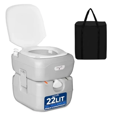 Afbeelding van SereneLife SLCATL360 mobiel toilet, CHH zuigpomp+vulpeilindicator 22L capaciteit 120 150 spoelingen Wit Camping