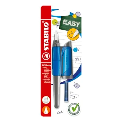 Afbeelding van Vulpen STABILO Easybuddy linkshandig medium donkerblauw/lichtblauw blister à 1 stuk