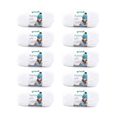 Afbeelding van Gründl Funny uni brei en haakgaren (fluweelachtig chenillegaren van 100% polyester, 10 x 100 g/120 m, naalddikte: 5 6), wit