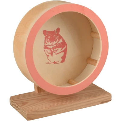 Afbeelding van Knaagdier Looprad Danco Hout Zalm Roze dia 14,5 cm