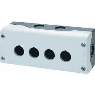 Afbeelding van Eaton rmq titan m22 drukknopkast lege kunststof kast 4 gats kl bodem antraciet deksel li grijs afm b 186 h 80 d 56mm 216539