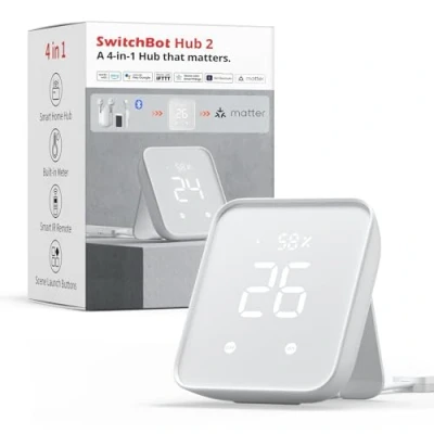 Afbeelding van SwitchBot Hub 2, WiFi Thermometer Hygrometer, IR afstandsbediening, slimme afstandsbediening en lichtsensor, koppelen aan Wi Fi (ondersteuning 2.4GHz), compatibel met Alexa&amp;Google Assistant