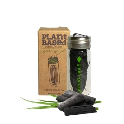 Afbeelding van green goose® Bio based Flosdraad Houtskool 3 meter Biologisch Afbreekbaar Vegan Maisvezel Duurzaam Milieuvriendelijk Minimal Waste