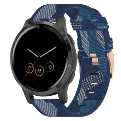 Afbeelding van Garmin Venu 3s / Vivoactive 4s 2s Vivomove Forerunner 255s Canvas nylon bandje Blauw