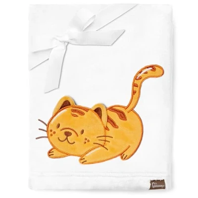 Afbeelding van Be Mammy Warme kinderdeken Knuffel Cadeau voor het kind met 3D applicatie BE20 168 (Wit Kat)