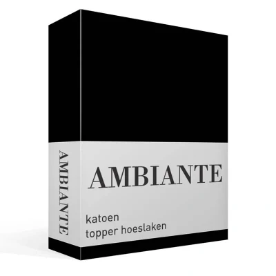 Afbeelding van Ambiante Cotton Uni topper hoeslaken 2 persoons (140x200 cm) Zwart