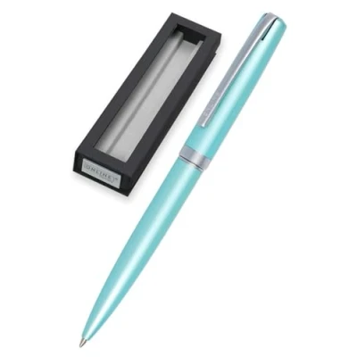 Afbeelding van ONLINE Eleganza Draaibalpen, metaal, kleur satijn turquoise, verwisselbare grote vulling, metalen clip, schrijfkleur zwart, balpen incl. geschenkverpakking, 1 stuk (1 stuk)