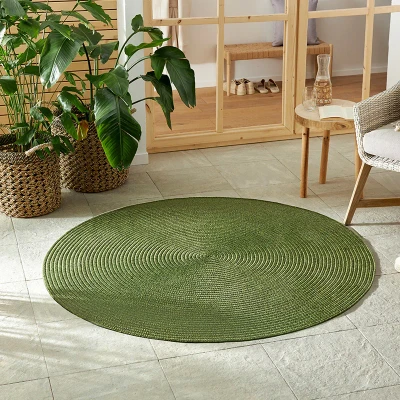 Afbeelding van Jute Vloerkleed Braids Rond Groen Dekbed Discounter.nl