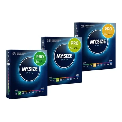 Afbeelding van MY.SIZE PRO condoommaat 1,2,3 47,49,53 mm, 3x3 condooms Perfecte pasvorm en een geschikte maat voor elke man
