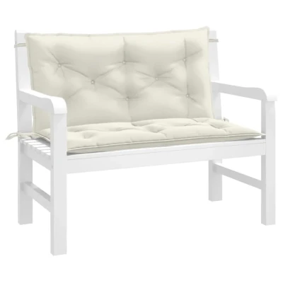Afbeelding van Tuinbankkussens 2 st 100x50x7 cm stof gemêleerd crèmekleurig