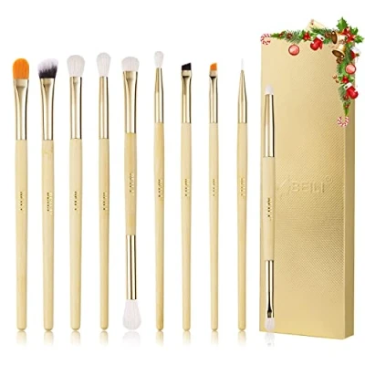 Afbeelding van BEILI Professionele oogmake upkwasten, 10 stuks, veganistisch, make oogschaduw, ogen, concealer, wenkbrauwen, eyeLiner foundation, lippenblush, vloeibare poederkwasten