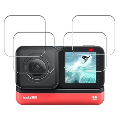 Afbeelding van Lens &amp; Screen Protector voor Insta360 ONE RS/One R LCD scherm + 4K [2+2 Pack] , iDaPro gehard glas bubble gratis